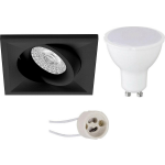 BES LED Led Spot Set - Pragmi Qiundo Pro - Gu10 Fitting - Dimbaar - Inbouw Vierkant - Mat - 6w - Warm Wit 3000k - - Zwart