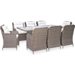 Vidaxl 9-delige Tuinset Poly Rattan - Bruin