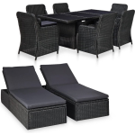 Vidaxl 9-delige Tuinset Poly Rattan - Zwart