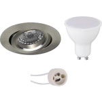 BES LED Led Spot Set - Pragmi Aerony Pro - Gu10 Fitting - Inbouw Rond - Mat Nikkel - 4w - Natuurlijk Wit 4200k - Kantelbaar - - Paars