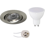 BES LED Led Spot Set - Pragmi Aerony Pro - Gu10 Fitting - Dimbaar - Inbouw Rond - Mat Nikkel - 6w - Helder/koud 6400k - - Wit