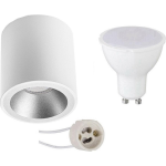 BES LED Opbouwspot Set - Pragmi Cliron Pro - Gu10 Fitting - Opbouw Rond - Mat/zilver - 6w - Helder/koud 6400k - Verdiept - Wit