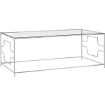 Vidaxl Salontafel 120x60x45 Cm Roestvrij Staal En Glas Zilverkleurig - Plata