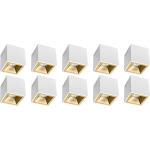 BES LED Opbouwspot 10 Pack - Pragmi Cliron Pro - Gu10 Fitting - Opbouw Vierkant - Mat/goud - Aluminium - Verdiept - Ø90mm - Wit