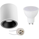 BES LED Opbouwspot Set - Pragmi Cliron Pro - Gu10 Fitting - Opbouw Rond - Mat/ - 6w - Warm 3000k - Verdiept - Ø90mm - Zwart