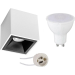 BES LED Opbouwspot Set - Pragmi Cliron Pro - Gu10 Fitting - Opbouw Vierkant - Mat/ - 4w - Helder/koud 6400k - - Zwart