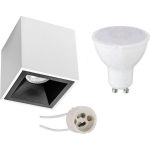 BES LED Opbouwspot Set - Pragmi Cliron Pro - Gu10 Fitting - Dimbaar - Opbouw Vierkant - Mat/ - 6w - Warm 3000k - - Zwart