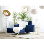 Beliani Aberdeen Chaise Longue Fluweel 168 X 107 Cm - Blauw