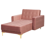 Beliani Aberdeen Chaise Longue Fluweel 168 X 107 Cm - Roze