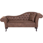 Beliani Lattes Chaise Longue Kunstsuède 188 X 59 Cm - Marrón