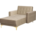 Beliani Aberdeen Chaise Longue Fluweel 168 X 107 Cm - Beige