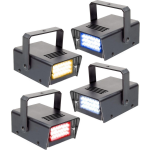 BEAMZ Mini Stroboscoop LED set van 4 mini stroboscopen RYBW - Zwart