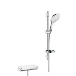 Hansgrohe Raindance Select douchecombinatie:Unica`S Puro glijstang met douchekraan thermostatisch met Ecostat Select 65cm met Raindance Select 150 Air 3jet handdouche wit/chroom 27036400