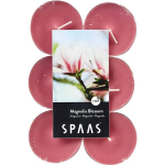 Spaas 12x Maxi Geurtheelichtjes Magnolia Blossom 10 Branduren - Geurkaarsen Magnolia Bloesem Geur - Grote Waxinelichtjes - Roze