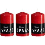 Spaas 3x Rode Cilinderkaarsen/stompkaarsen 6 X 10 Cm 25 Branduren - Geurloze Kaarsen - Woondecoraties - Rood