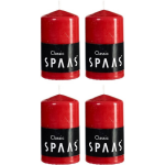 Spaas 4x Rode Cilinderkaarsen/stompkaarsen 6 X 10 Cm 25 Branduren - Geurloze Kaarsen - Woondecoraties - Rood