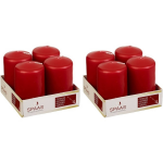 Spaas 8x Rode Cilinderkaarsen/stompkaarsen 5 X 8 Cm 12 Branduren - Geurloze Kaarsen - Woondecoraties - Rood
