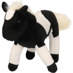Pluche/witte Paarden Knuffel Met Witte Manen 26 Cm - Paarden Knuffels - Speelgoed Voor Kinderen - Zwart
