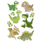 9x Dinosaurus Met Wiebeloogjes Dieren 3d Stickers - Kinderstickers - Stickervellen - Knutselspullen