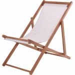The Garden Club Pro Garden strandstoel 106 x 80 cm hout/polyester beige/grijs - Wit