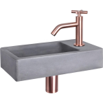 Differnz Force fontein met gebogen kraan kruishandgreep rood koper, donker beton - Grijs