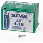 SPAX 1081010400163 Universele schroef, Verzonken kop, 4 x 16, Voldraad, Kruiskop Z2 - WIROX - 200 stuks