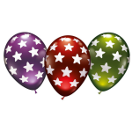 6x stuks luxe Metallic ballonnen met sterren 30 cm - Feestartikelen/versieringen