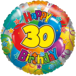Folie ballon 30 Happy Birthday 35 cm - Folieballon verjaardag 30 jaar 35 cm