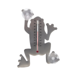 Binnen/buiten thermometer grijze kikker 16 cm met zuignappen - Tuindecoratie dieren - Buitenthermometers / kozijnthermometers - Grijs