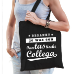 Bellatio Decorations Cadeau Tas Katoen Met De Tekst Fantastische Collega - Kadotasje / Shopper Voor Collega Dames - Zwart