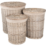 Clayre & Eef - Mand (3) Ø 47*56 Cm / Ø 38*49 Cm / Ø 31*43 Cm Rotan - Rond - 6ro0385 - Grijs