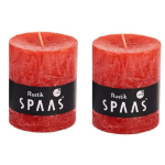 Spaas 2x Rode Rustieke Cilinderkaarsen/stompkaarsen 7 X 8 Cm 30 Branduren - Geurloze Kaarsen - Woondecoraties - Rood