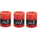Spaas 3x Rode Rustieke Cilinderkaarsen/stompkaarsen 7 X 8 Cm 30 Branduren - Geurloze Kaarsen - Woondecoraties - Rood