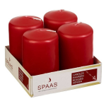 Spaas 4x Rode Cilinderkaarsen/stompkaarsen 5 X 8 Cm 12 Branduren - Geurloze Kaarsen - Woondecoraties - Rood