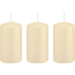 Trend Candles 3x Cremete Cilinderkaarsen/stompkaarsen 6 X 12 Cm 40 Branduren - Geurloze Kaarsen - Woondecoraties - Wit