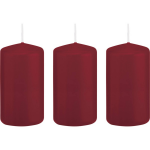 Trend Candles 3x Bordeauxrode Cilinderkaarsen/stompkaarsen 6 X 12 Cm 40 Branduren - Geurloze Kaarsen - Woondecoraties - Rood