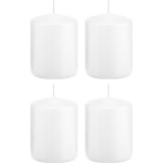 Trend Candles 4xte Cilinderkaarsen/stompkaarsen 6 X 8 Cm 29 Branduren - Geurloze Kaarsen - Woondecoraties - Wit