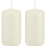 Trend Candles 2x Ivoorte Cilinderkaarsen/stompkaarsen 5 X 10 Cm 23 Branduren - Geurloze Kaarsen - Woondecoraties - Wit