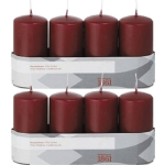 Trend Candles 8x Bordeauxrode Cilinderkaarsen/stompkaarsen 5 X 10 Cm 18 Branduren - Geurloze Donkerrode Kaarsen - Woondecoraties - Rood
