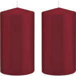 Trend Candles 2x Bordeauxrode Cilinderkaarsen/stompkaarsen 8 X 15 Cm 69 Branduren - Geurloze Kaarsen - Woondecoraties - Rood