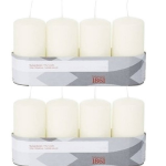 Trend Candles 8x Ivoorte Cilinderkaarsen/stompkaarsen 5 X 10 Cm 18 Branduren - Geurloze Kaarsen - Woondecoraties - Wit