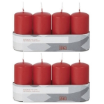 Trend Candles 8x Rode Cilinderkaarsen/stompkaarsen 5 X 10 Cm 18 Branduren - Geurloze Kaarsen - Woondecoraties - Rood