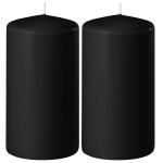 Enlightening Candles 2xe Cilinderkaarsen/stompkaarsen 6 X 12 Cm 45 Branduren - Geurloze Kaarsen - Woondecoraties - Zwart