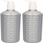 Forte Plastics 2x Zeep Pompjes Zilver Geweven - 16 Cm - Zeeppompjes/zeepdispensers - Badkamer, Toilet En Keuken - Silver