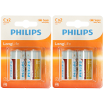 Philips 6x Long Life Lr14 C-batterijen 1,5 Volt - Altijd Handig In Huis - Batterijen