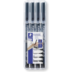 Staedtler Ohp-marker Lumocolor Permanent Set Van 4 Stuks In Kleur Zwart: 1 X Superfijn, 1 X Fijn, 1 X ... - Wit