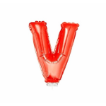 Rode opblaas letter ballon V op stokje 41 cm - Rood