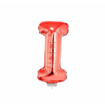 Rode opblaas letter ballon I op stokje 41 cm - Rood