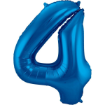 Folat Folie Ballon Cijfer 4 86 cm - Blauw