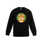 Bellatio Decorations Kinder sweater met vrolijke tijger print - tijgers trui - Zwart